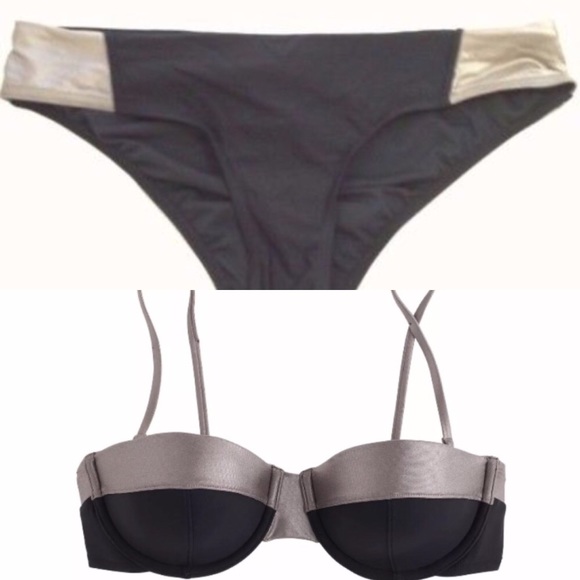 J. Crew Other - J. Crew colorblock gunmetal Bikini Set 32D/Small